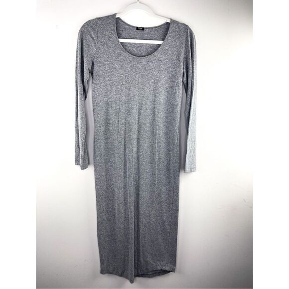 Monrow Mommy Neutral Gray Maternity Long Sleeve Minimalistic Dress - Picture 1 of 6